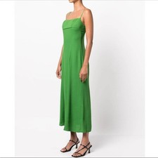 Reformation Kelly Green Liya Crepe Sleeveless Midi Dress Womens Size 8