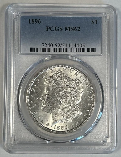 1896 Morgan Silver $1 Dollar Coin PCGS MS 62
