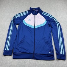Adidas Jacket Youth XL Blue Tiro Training Aeroready Full Zip Track Athletic