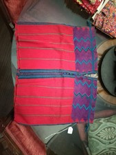 Vintage Purple  Red Guatemalan Huipil   1'11  x 2'2    Authentic Handwoven Text