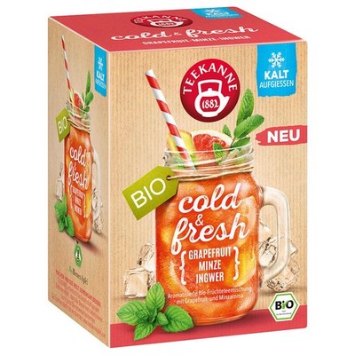 TEEKANNE cold & fresh Grapefruit-Minze-Ingwer Bio-Tee kalt 15 Portionen