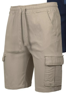 Galaxy By Harvic Super Flex Stretch Cargo Jogger Shorts Mens XL Khaki Drawstring
