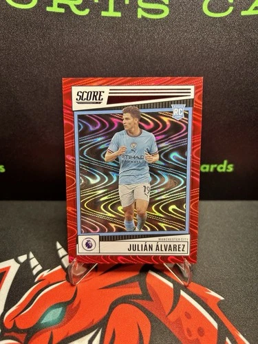 2022/23 Panini Score EPL - Julian Alvarez Man City Red Swirl /65 Rookie Card