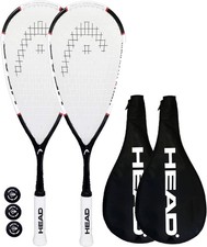 Set of 2 Professional Squash Rackets with Balls and Carry Case Nano Ti 115