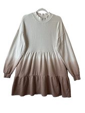 Wild Fable Mocha Ombre Tiered Ruffle Mock Neck Pocket Dress L Cottagecore Cozy
