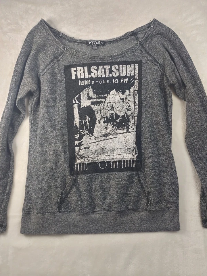 Volcom Women's Parts To Amsterdam Grey Long-sleeved Sweater Size M - Image 2 of 4