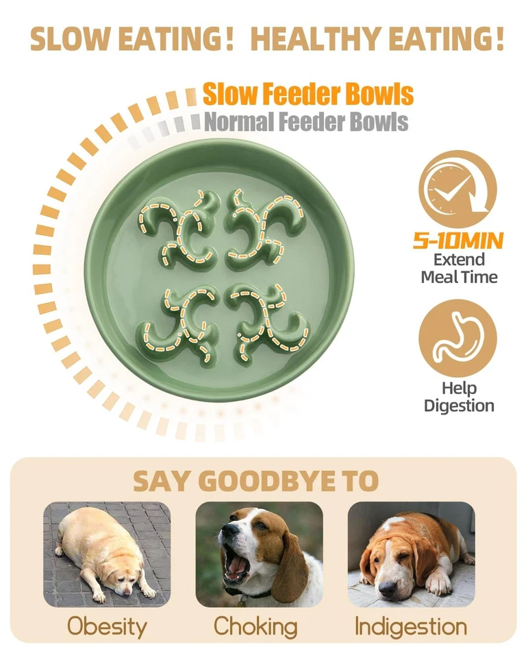 Slow Feeder Dog Bowl, 0.6 Cups Ceramic Dog Food Dish for Fast Eaters Small Br... - Image 2 of 4