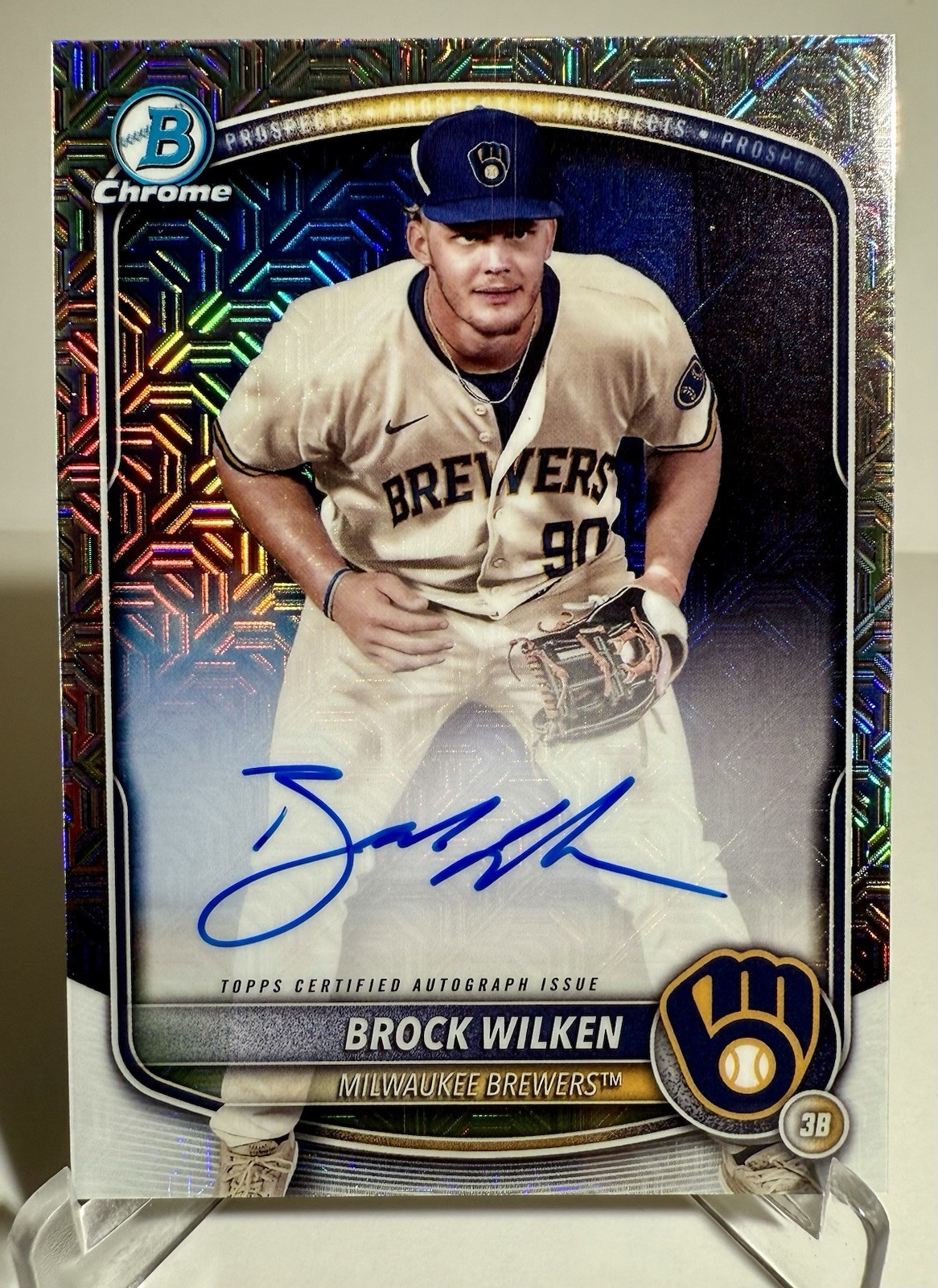2025 Bowman Chrome Mega Box Brock Wilken Mojo Refractor Auto #BMA-BW Brewers