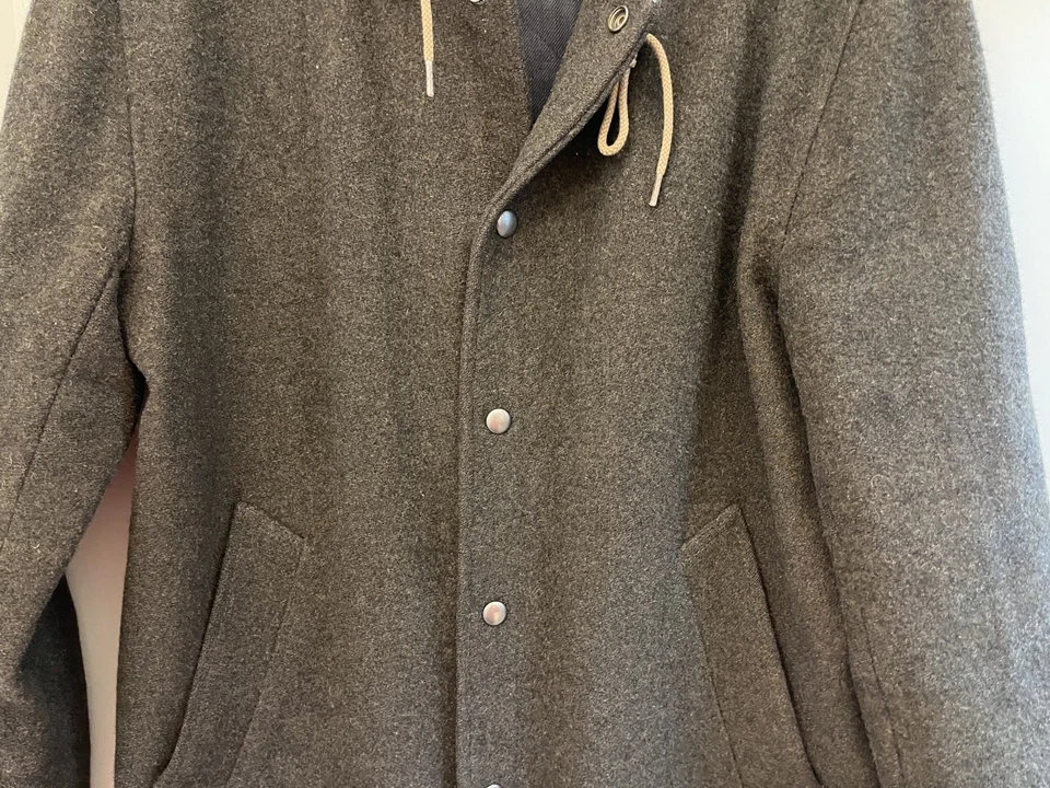 J Crew - 100% Wool 3M Thinsulate Hooded Jacket / Coat, Men's Medium, Excellent - Image 3 of 4