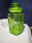 Vintage federal Green Glass Canister Jar 9"