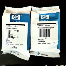 HP 21 Black  22 Tri  Color Ink Cartridges C9352A C9351A   Open Box Set