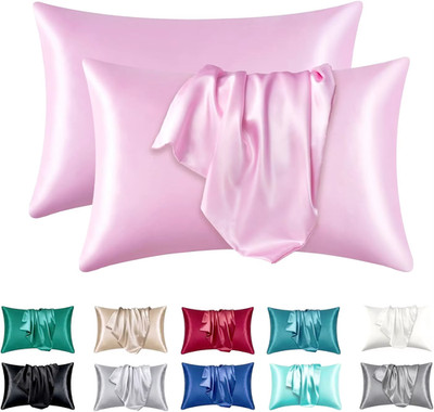 2Pcs Satin Silk Pillowcase for Hair and Skin, Coral Pillow Cases Standard Size S