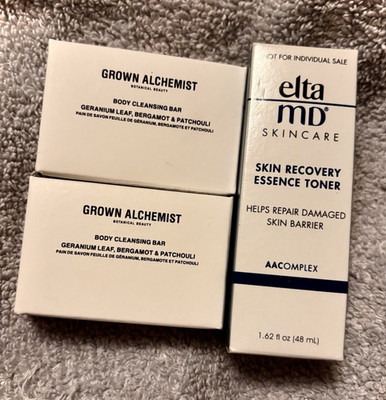 Mini Set- EltaMD Skin Recovery Essence Toner and 2 -Grown Alchemist Body Bars