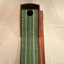 Perfect Practice Portable Golf Putting Mat w/ Wood Base Green/Brown