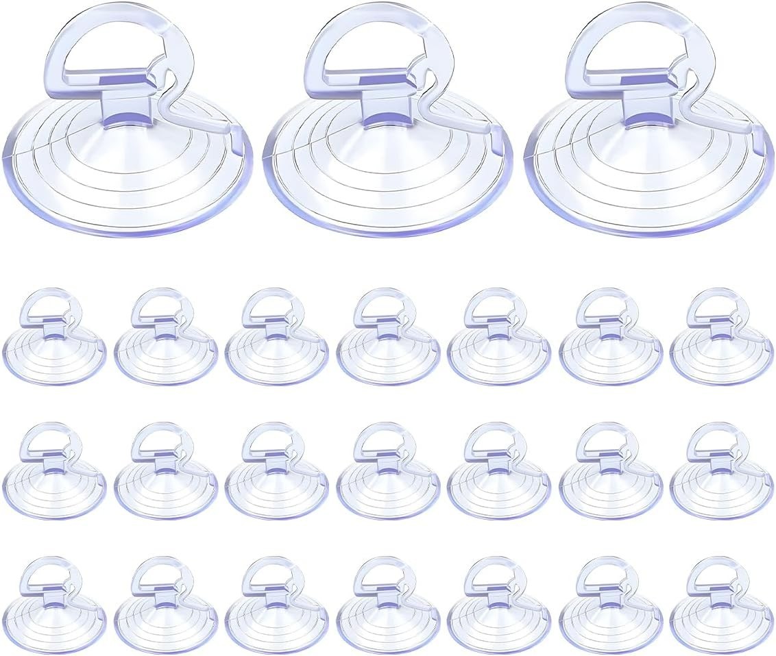 24PCS Car Glas Windshield Sunshade Suction Cups,Pull Ring Dovetail Sucker Hooks