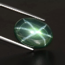 Grüner Stern Saphir 10,55 ct. 6 Strahlen ovaler Cabochon natürlicher loser...