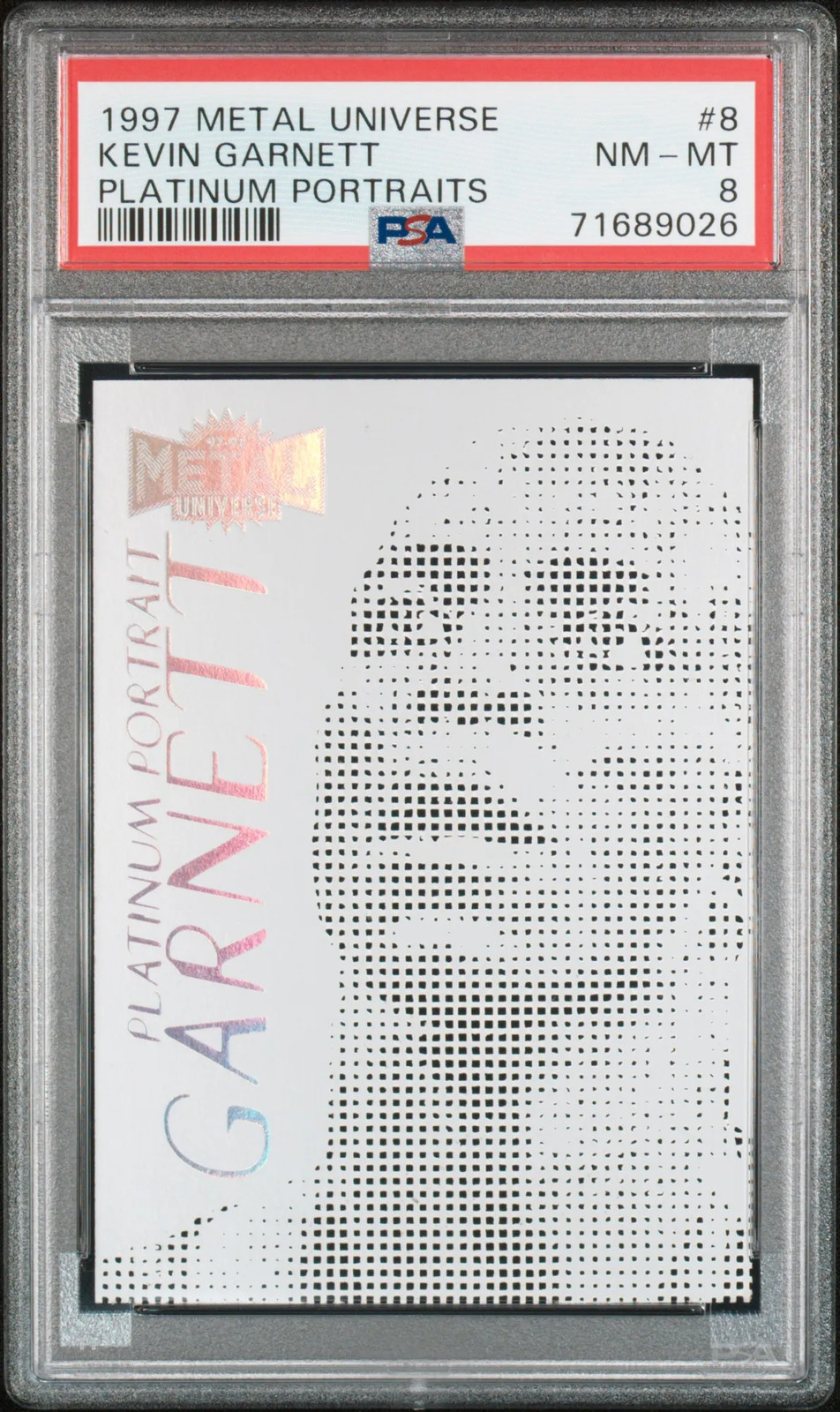 1997 Metal Universe Platinum Portrait Kevin Garnett #8 Portraits PSA 8
