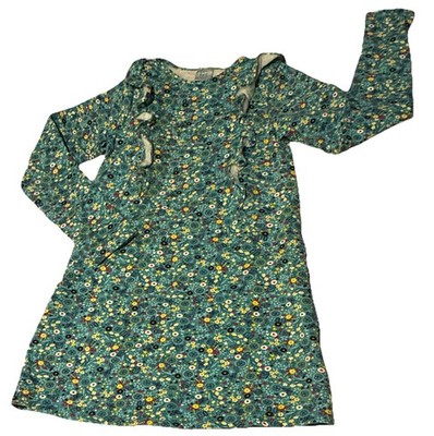 Tuc Tuc Girls Floral Shift Dress Long Sleeve Ruffle Cotton Knit Knee 10A