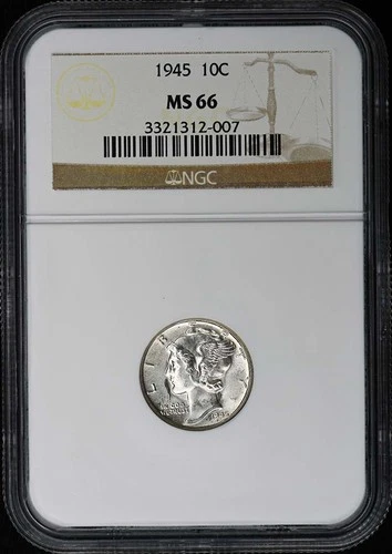 1945 Mercury Dime 10C NGC MS66