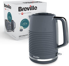 Breville Zen Grey Electric Kettle | 1.7L | 3Kw Fast Boil | Grey & Silver Chrome