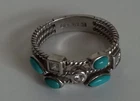 Esposito  large Sterling Silver Turquoise 3 Band Ring Size 11`