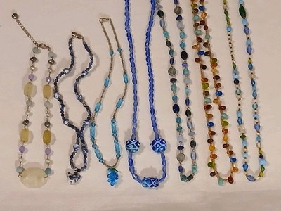 Handcrafted Artisan Glass Bead Necklaces - lot of (7)