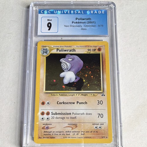 CGC 9 Mint Pokemon TCG Poliwrath Holo Neo Discovery Unlimited 9/75 2001