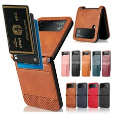 For Samsung Z Flip 6/5/4/3 5G Shockproof Leather Hybrid Card Slot Slim Hard Case