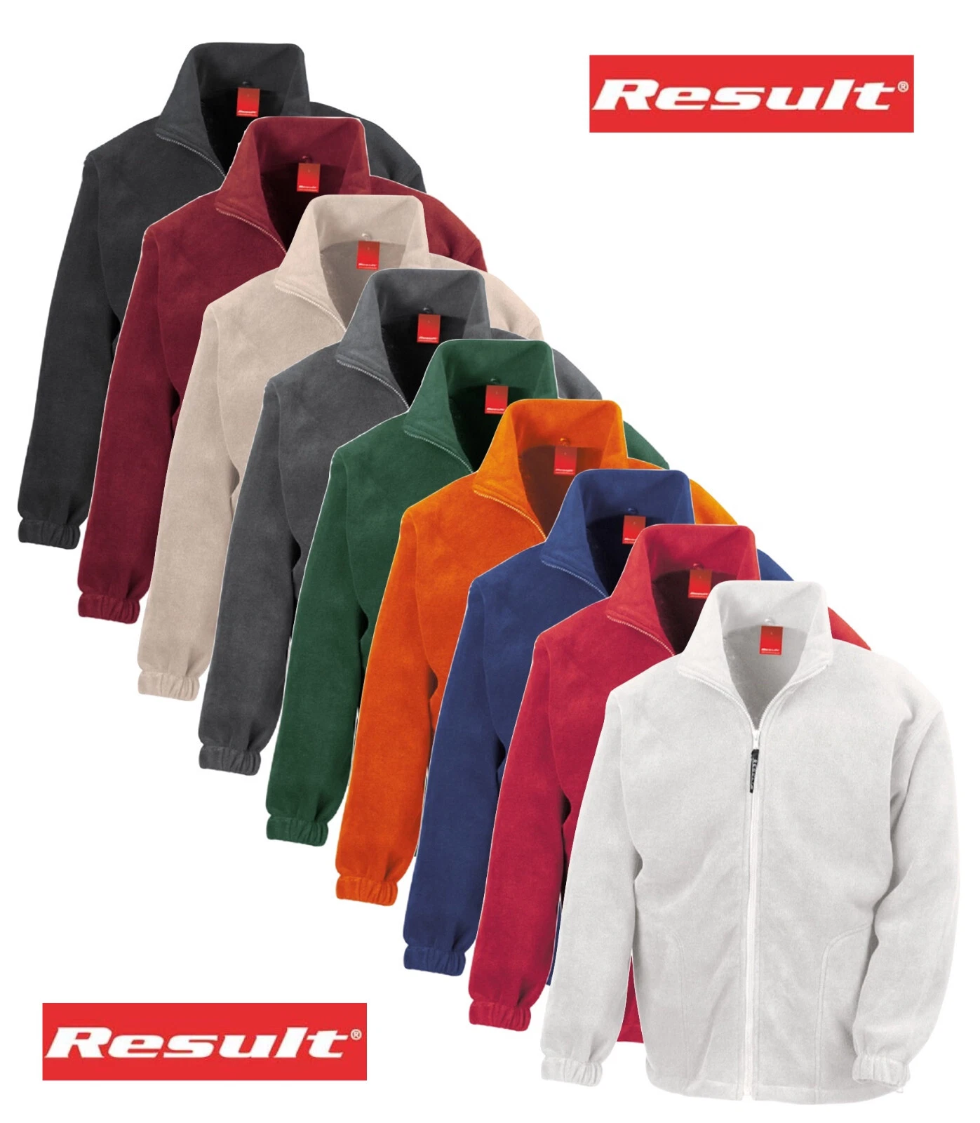Result WHITE BEIGE GREEN ORANGE RED BLUE GREEN Polyester Fleece Jacket Top