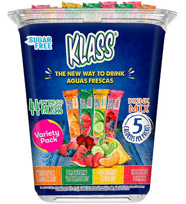 Klass Aguas Frescas Variety Pack Drink Mix Sugar Free Singles to Go 44-Count Set