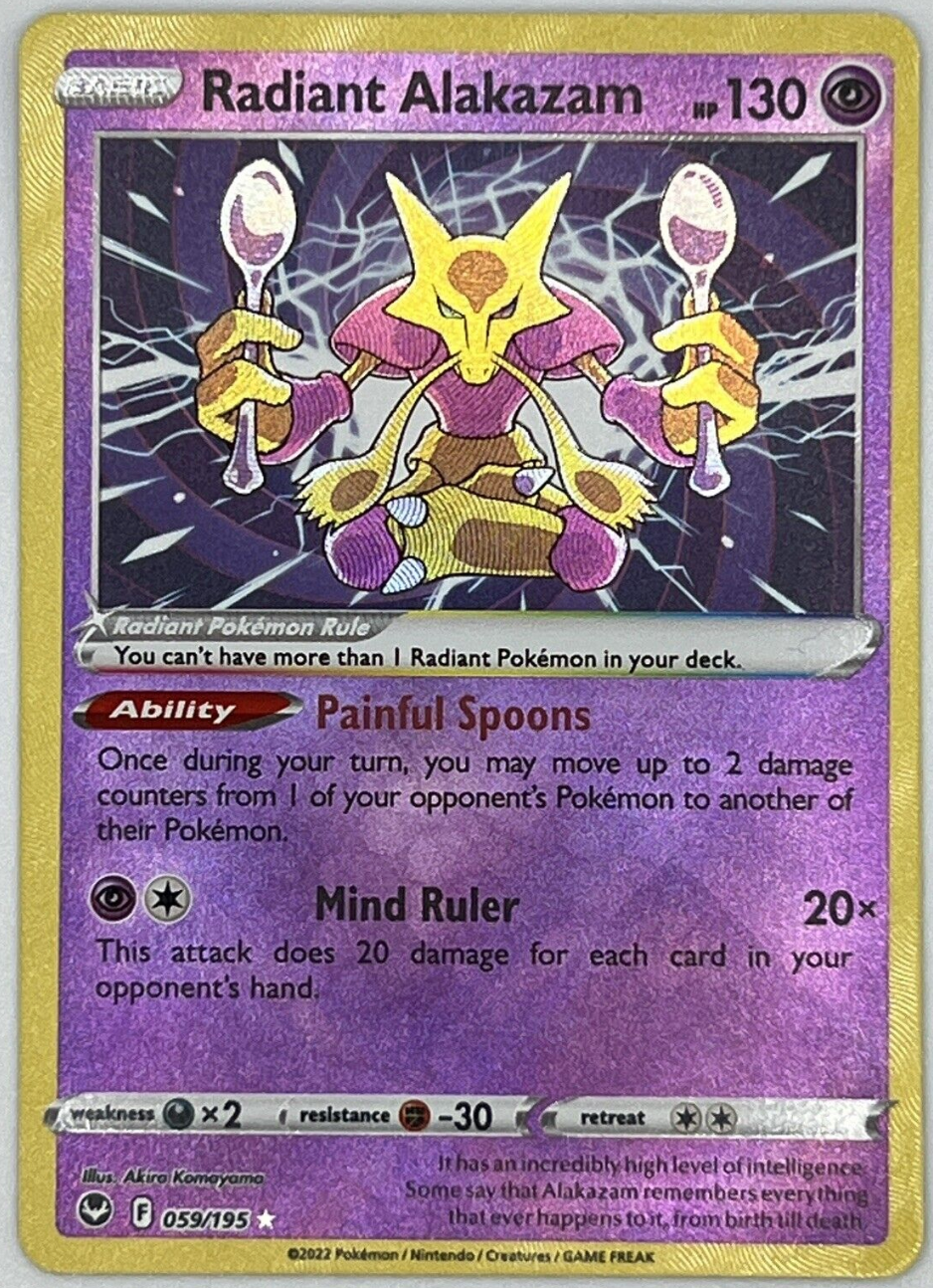 Radiant Alakazam 059/195 Holo Rare Silver Tempest SWSH12 Pokemon English NM