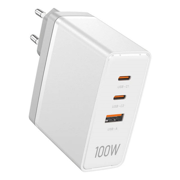 WandladegeräT 100W Gan-SchnellladegeräT Weiß Mit 3 AnschlüSsen 2X USB-C, USB-A-image