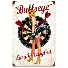 Blechschild Bulls Eye easy in easy out 20x30cm Retro Vintage TEL133