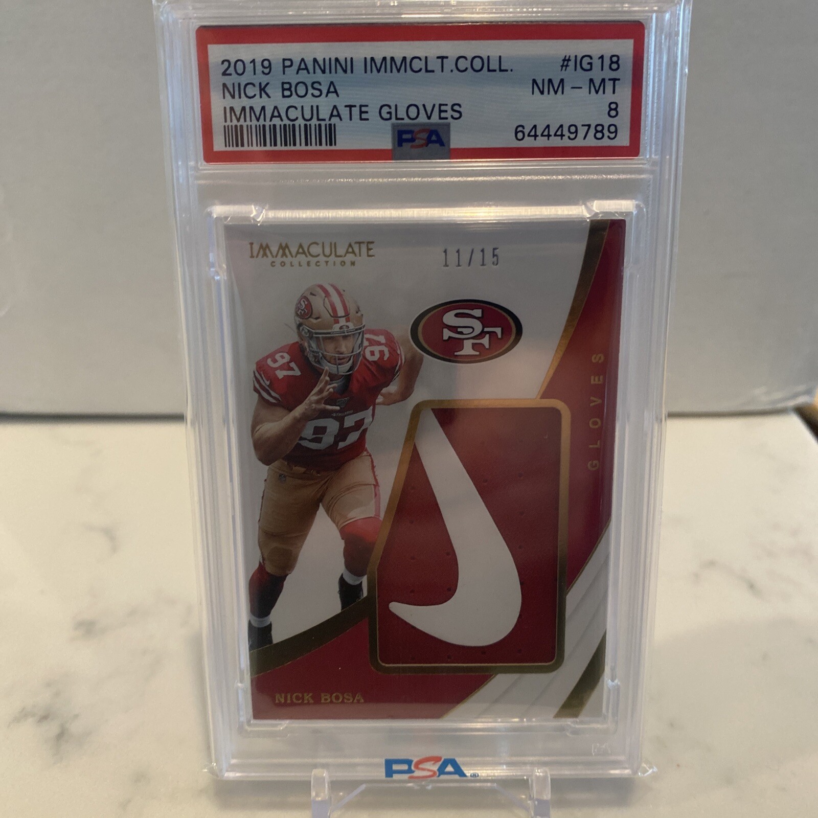 Nick Bosa Panini Immaculate Collection Immaculate Gloves #IG18 Base