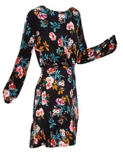 Loft Black Floral Bar Wrap Back Dress Size 4 NWT Women's