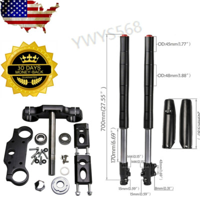 45mm 48mm Upside Down Front Forks Tube + Triple Tree Clamp For CRF70 Kawasaiki 