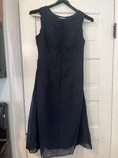 H.S.D. Mother of the Bride Dress size 12 Navy Blue Beaded Cape Sheer Overlay
