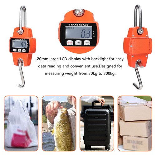 300KG/660LBS Heavy Duty Weight Hook Digital Crane Hanging-Scale Industrial W3Y6 - Picture 9 of 12