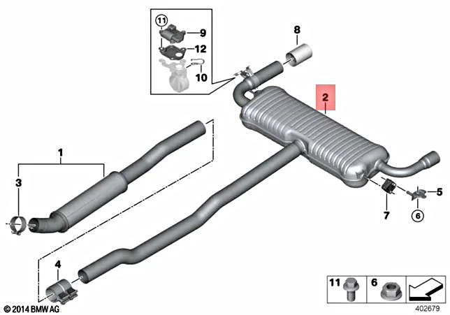 Genuine BMW X1 F48 X1 28i Wagon Rear Silencer With Exhaust Flap 