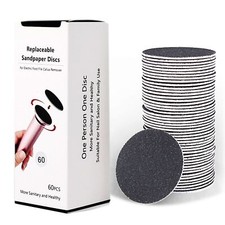 60 Pack Self-Adhesive Sandpaper Disk Replacement Pads for Electric Foot File