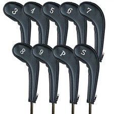 9pcs Long Neck Protect PU Leather Golf Iron Covers Iron Club Headcovers 3-PW