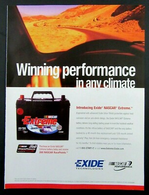 2006 EXIDE TECHNOLOGIES NASCAR Extreme Battery Magazine Ad