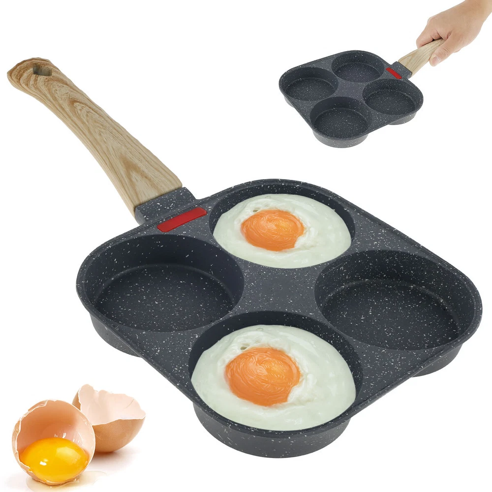 Egg Frying Pan Aluminum 4 Holes Egg Frying Pan Nonstick Mini Egg Cooker pagEz