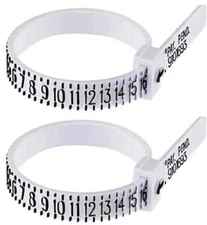2-Pack Ring Sizer Measure Tool Gauge Plastic Finger Sizing Finder Reusable 1-17