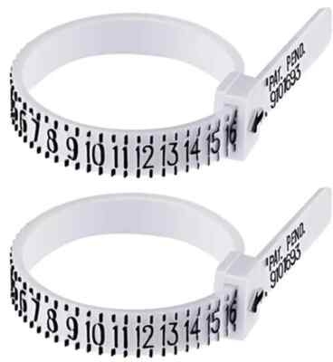 2-Pack Ring Sizer Measure Tool Gauge Plastic Finger Sizing Finder Reusable 1-17