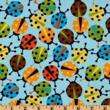 Urban Zoologie bermuda ladybug ladybugs blue Cotton Fabric By 1/2 Yard BTHY