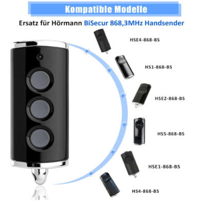 2X Garagentor-Handsender für 868MHz Hormann HSE2/HSE4-868-BS, HS1/HS4/HS5-868-BS