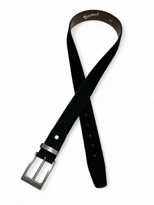 Men's Solid Floris Van Bommel Suede Black Belt M-L (90cm)