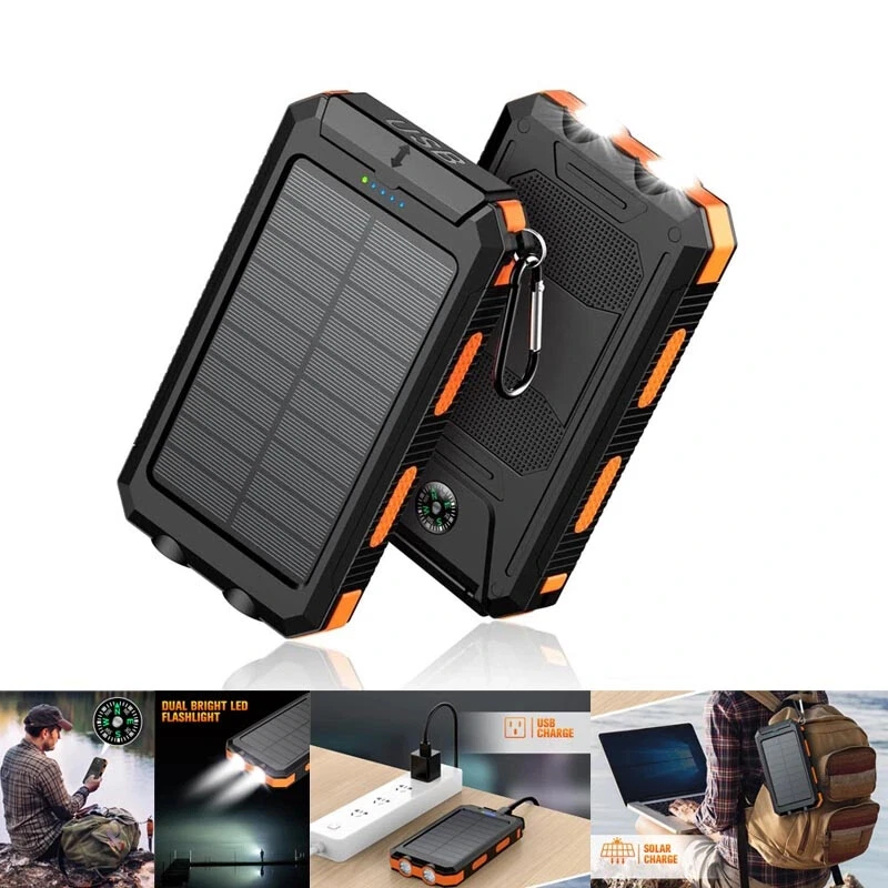 10000mAh Portable Fast Charging Power Bank 2USB Solar Charging with Flashlight - Image 4 of 4