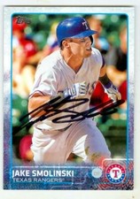 Jake Smolinski autographed baseball card (Texas Rangers) 2015 Topps #408